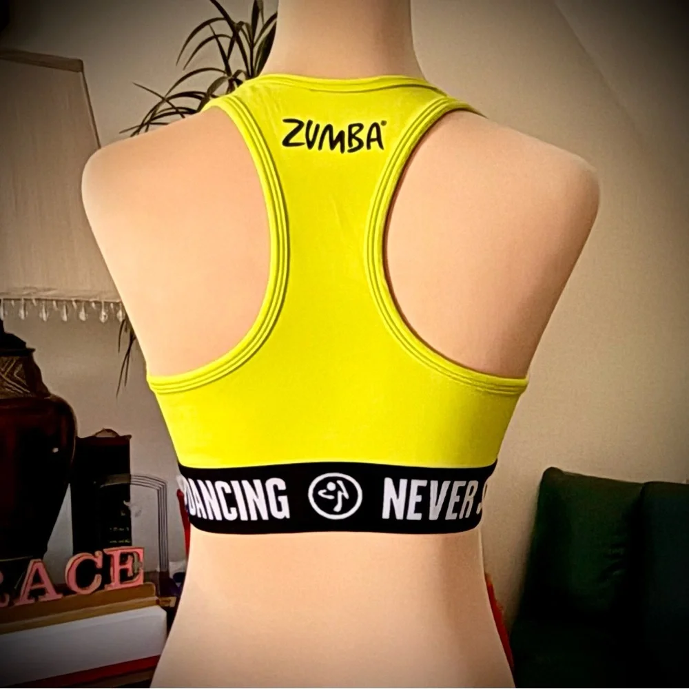 Zumba Fitness Neon Yellow Sports Bra Marvelous/Medium - Picture 1 of 2